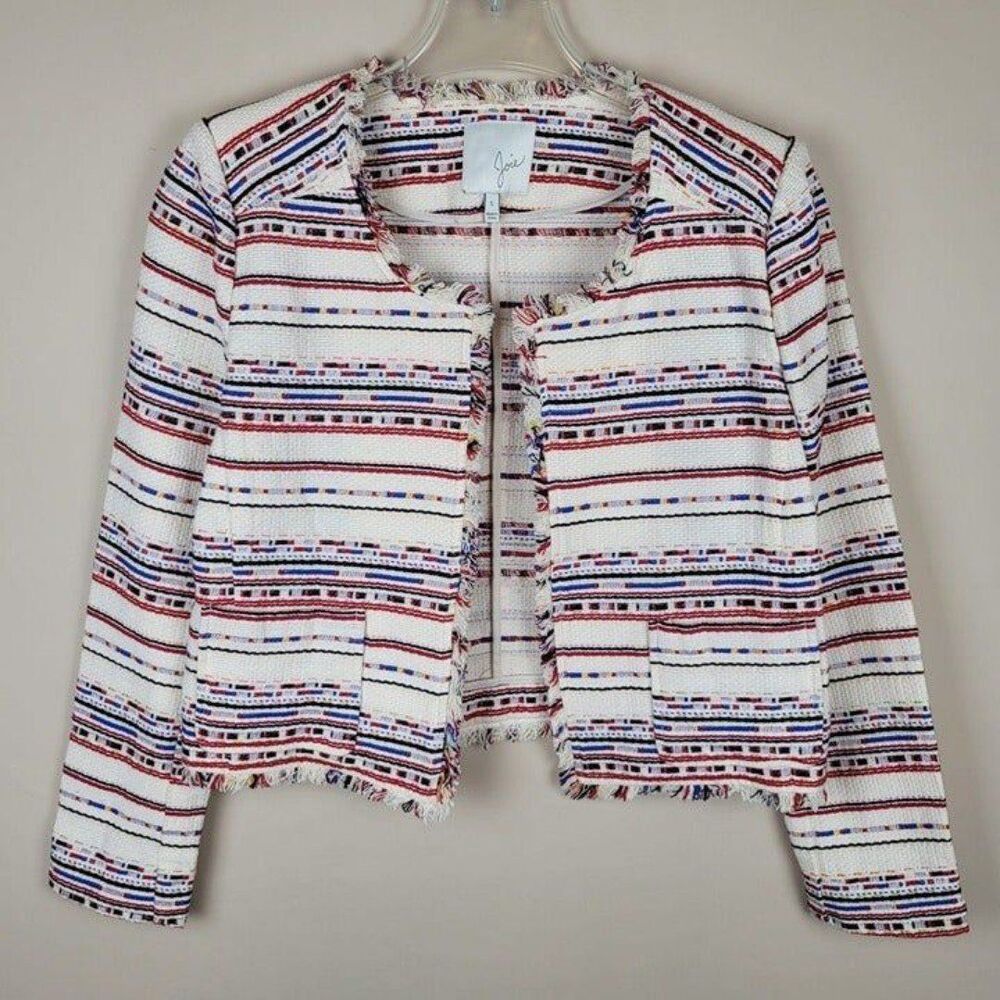 Joie Size S Silana Jacket Tweed Blazer In Regal Red Multicolor